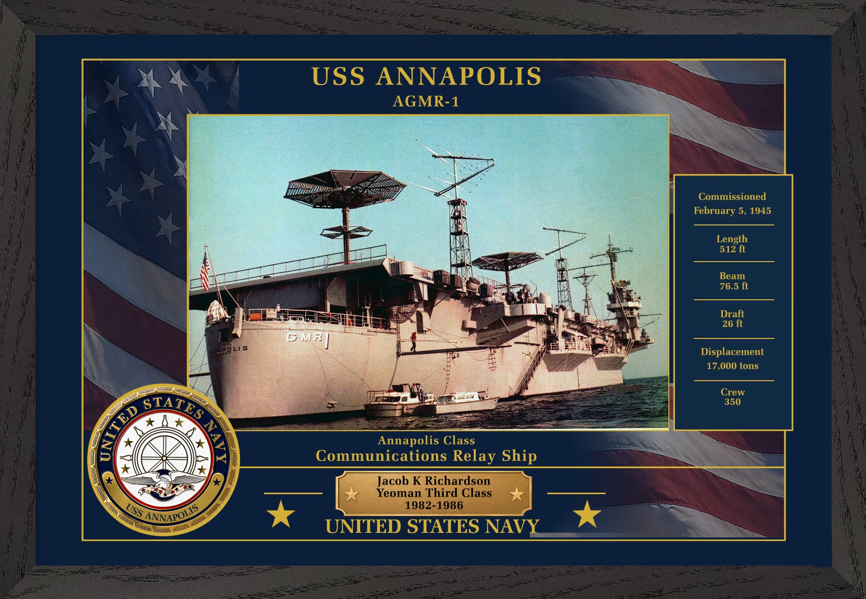 USS Annapolis AGMR-1 Framed Patriotic Photo