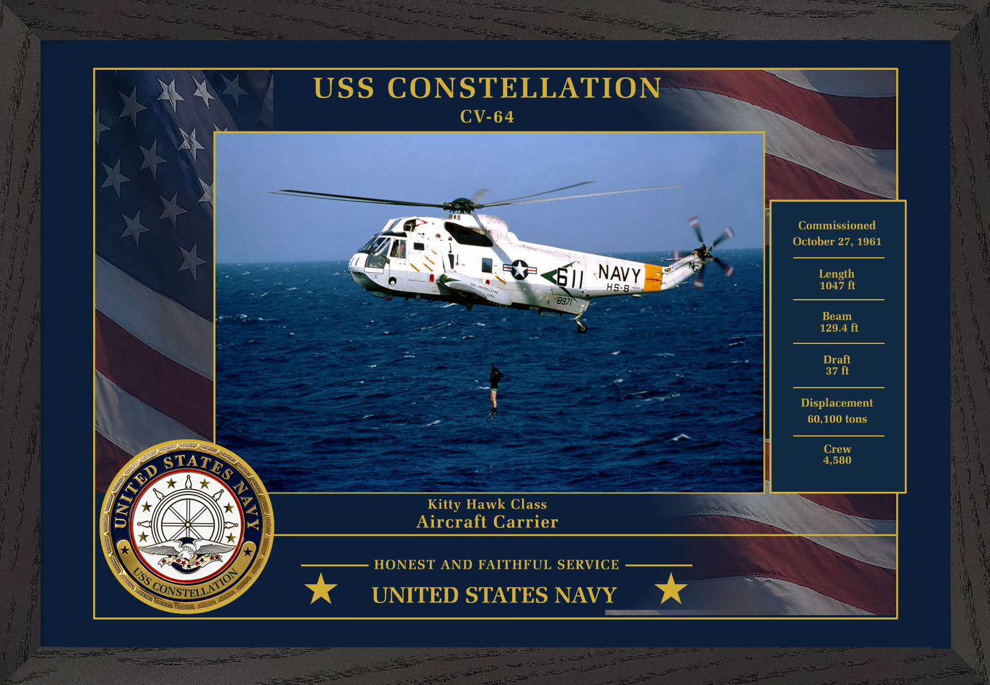 USS Constellation CV-64 Framed Patriotic Photo
