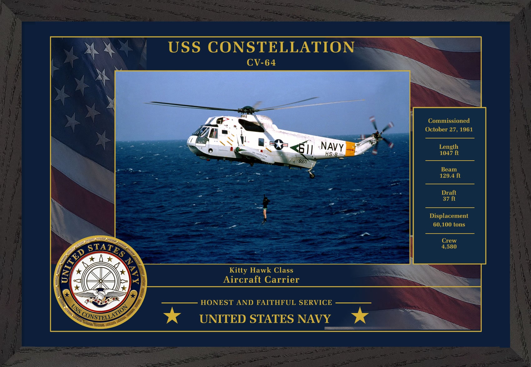 USS Constellation CV-64 Framed Patriotic Photo