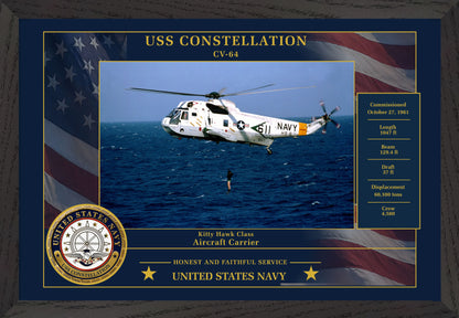 USS Constellation CV-64 Framed Patriotic Photo