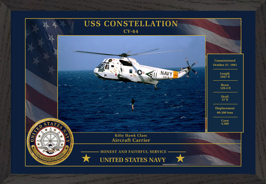 USS Constellation CV-64 Framed Patriotic Photo