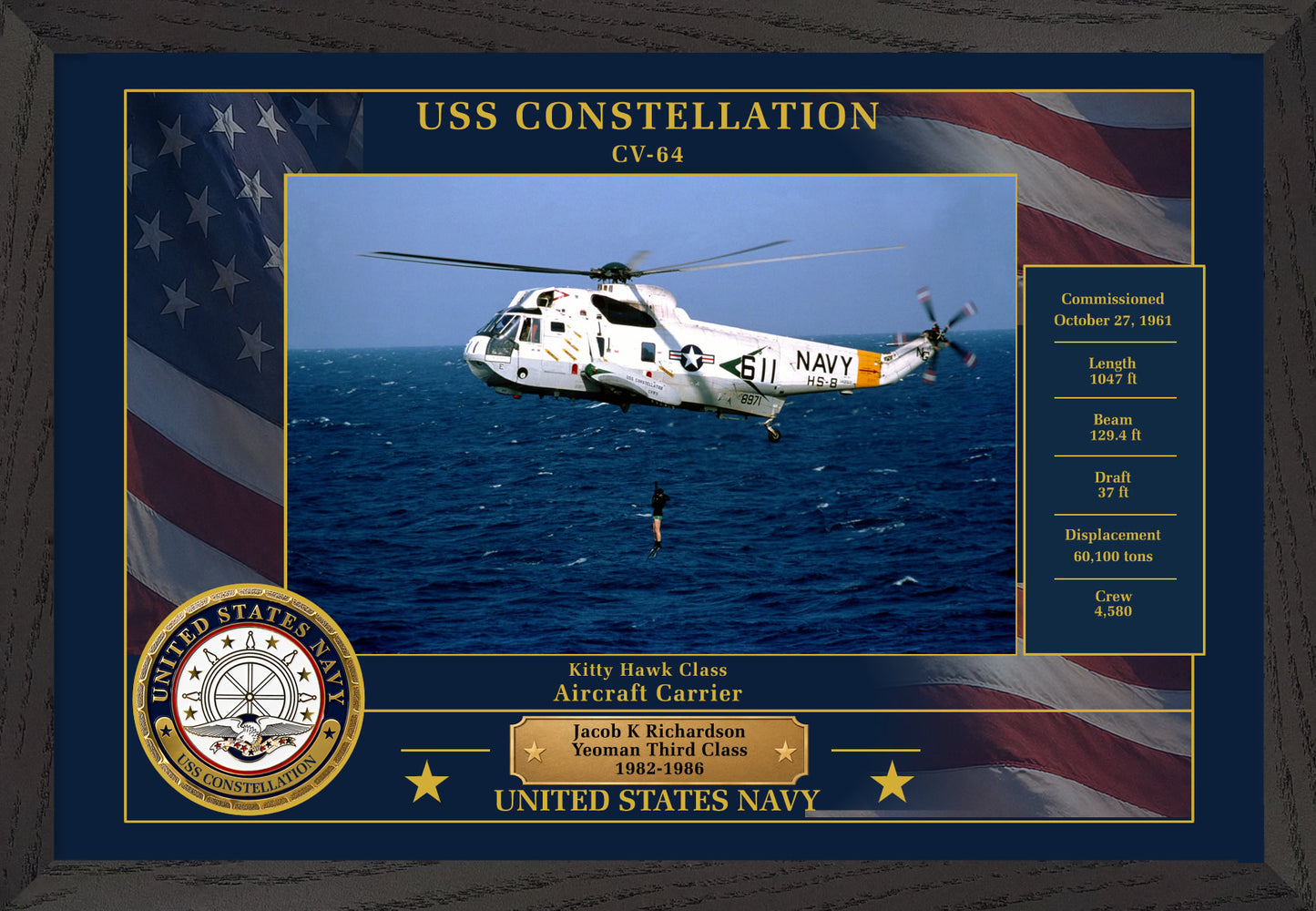 USS Constellation CV-64 Framed Patriotic Photo