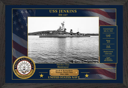 USS Jenkins DD-447 Framed Patriotic Photo
