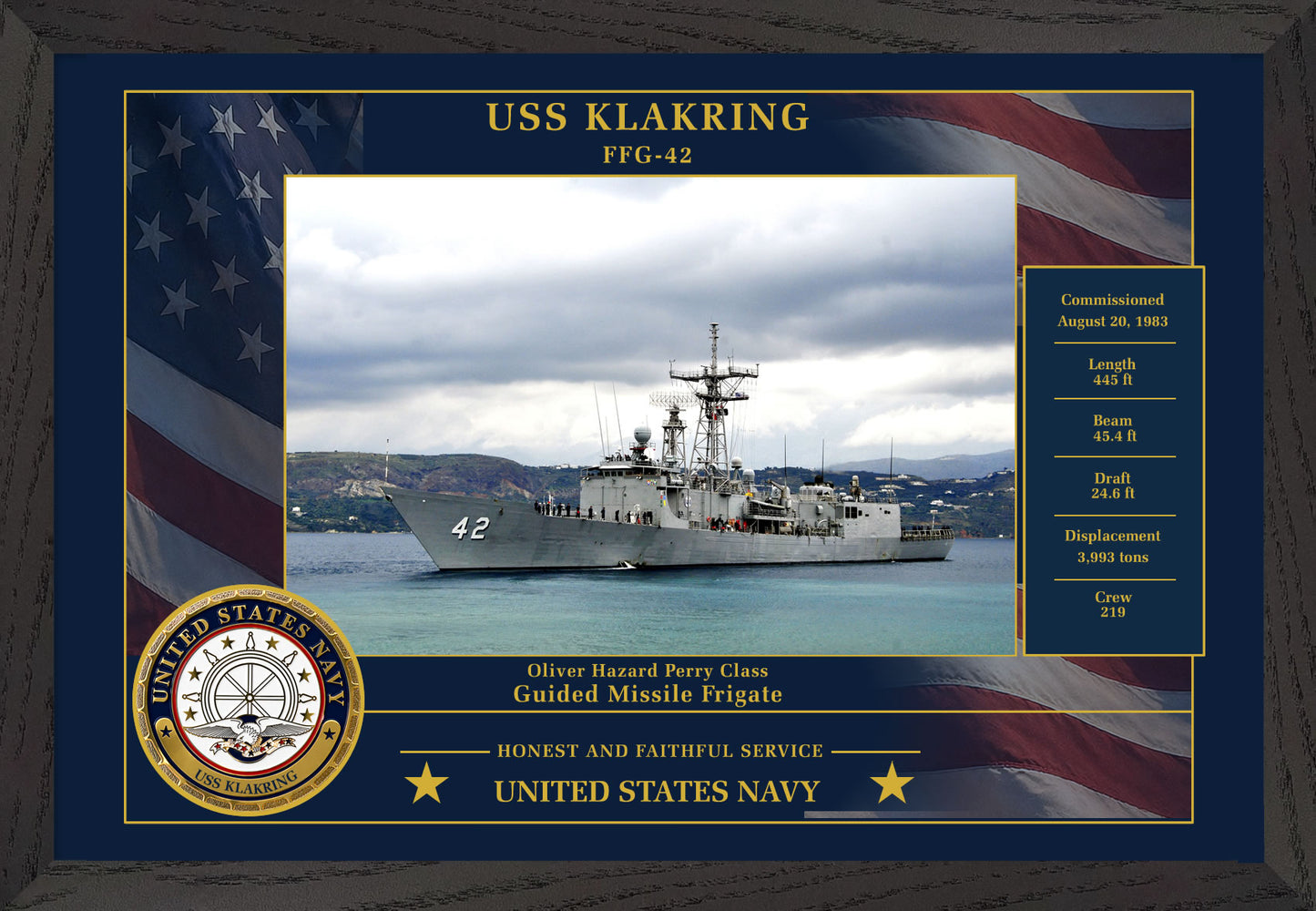 USS Klakring FFG-42 Framed Patriotic Photo
