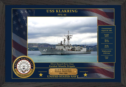 USS Klakring FFG-42 Framed Patriotic Photo