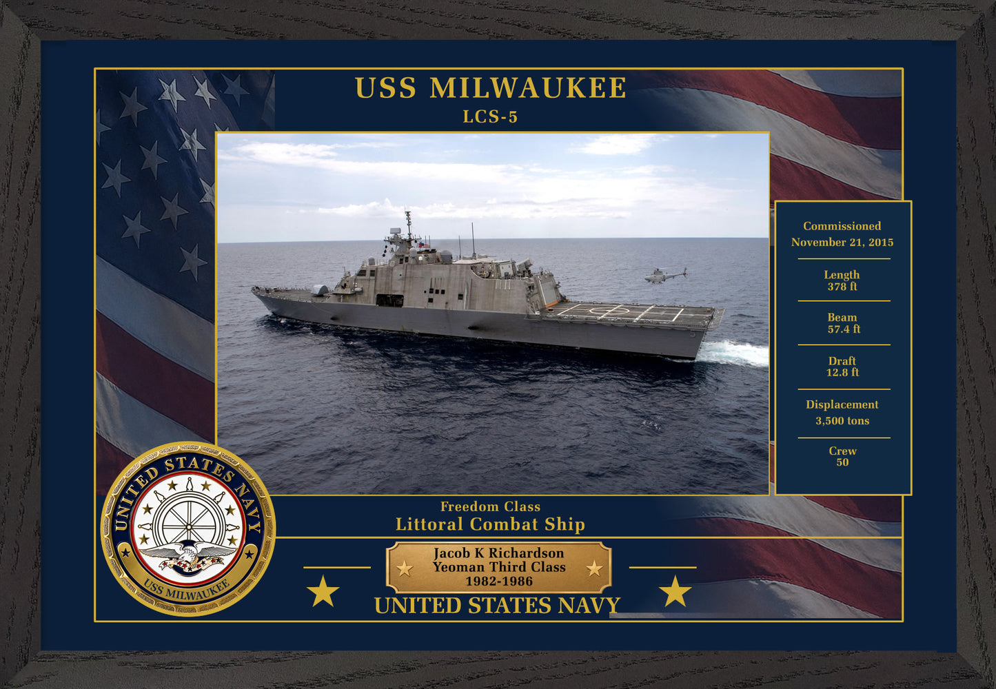 USS Milwaukee LCS-5 Framed Patriotic Photo