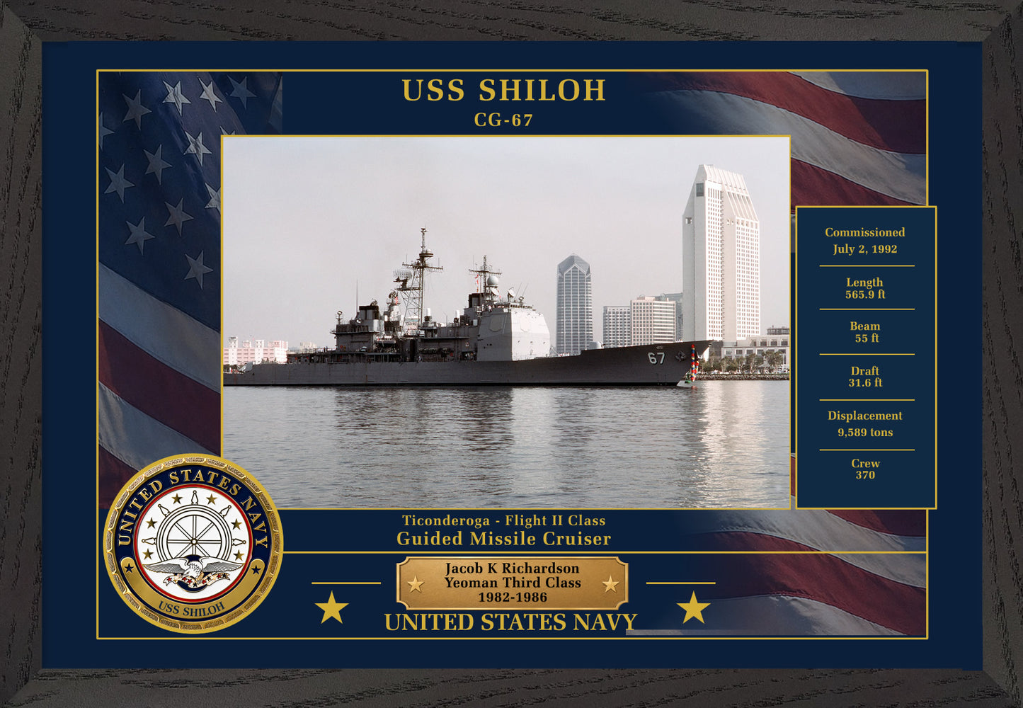 USS Shiloh CG-67 Framed Patriotic Photo