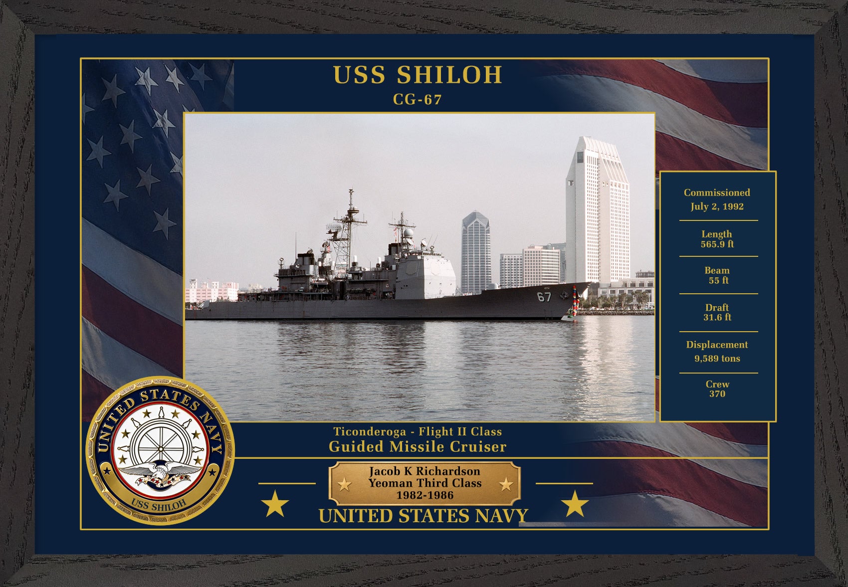 USS Shiloh CG-67 Framed Patriotic Photo