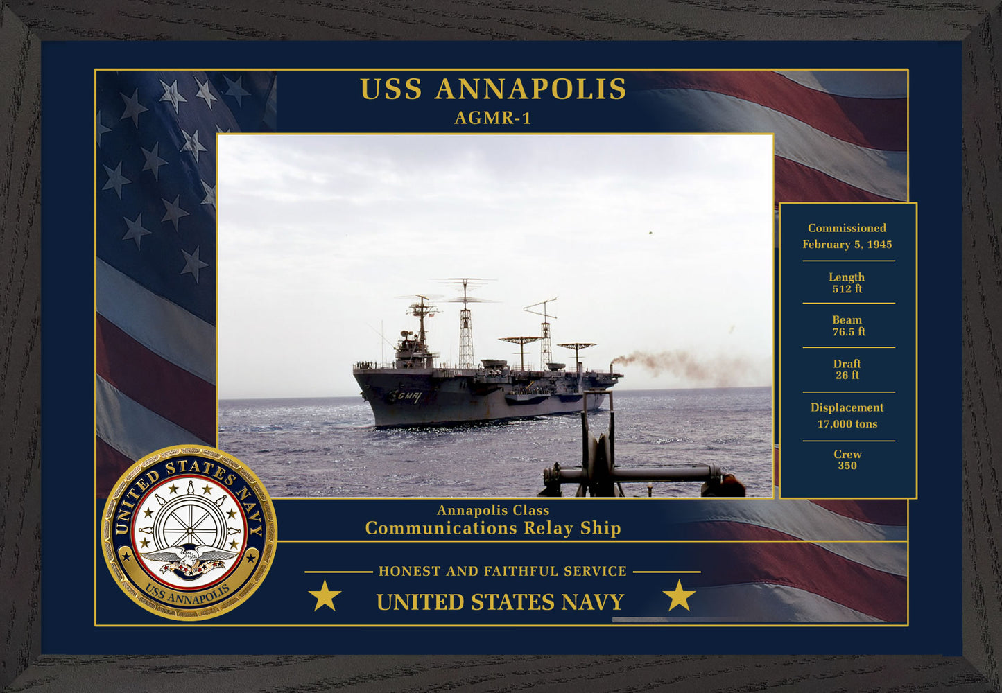USS Annapolis AGMR-1 Framed Patriotic Photo