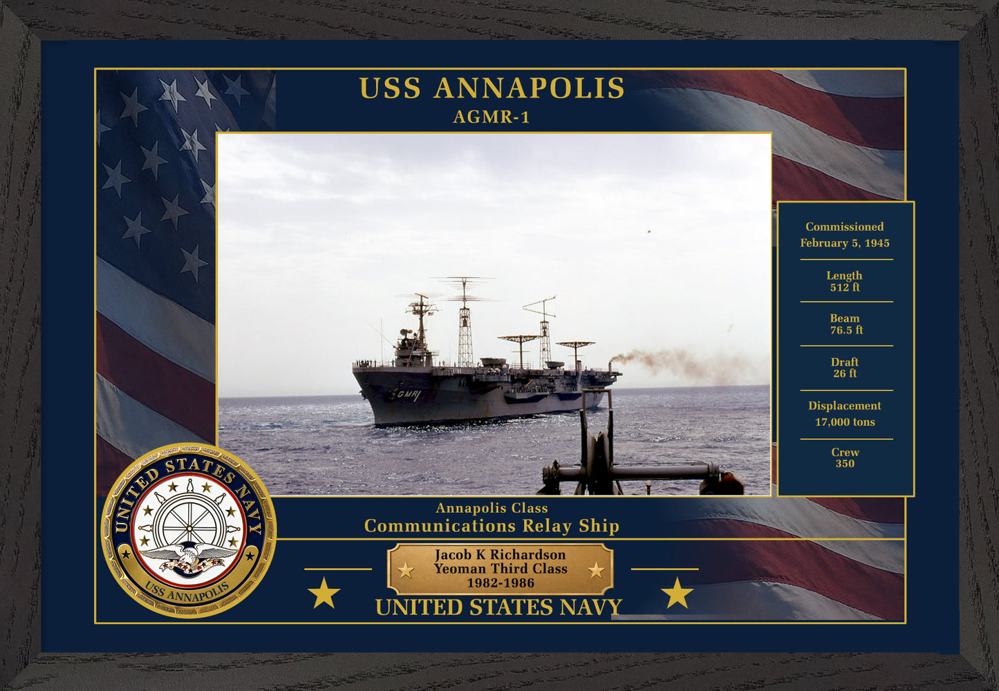 USS Annapolis AGMR-1 Framed Patriotic Photo