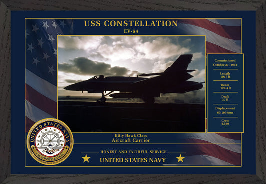 USS Constellation CV-64 Framed Patriotic Photo