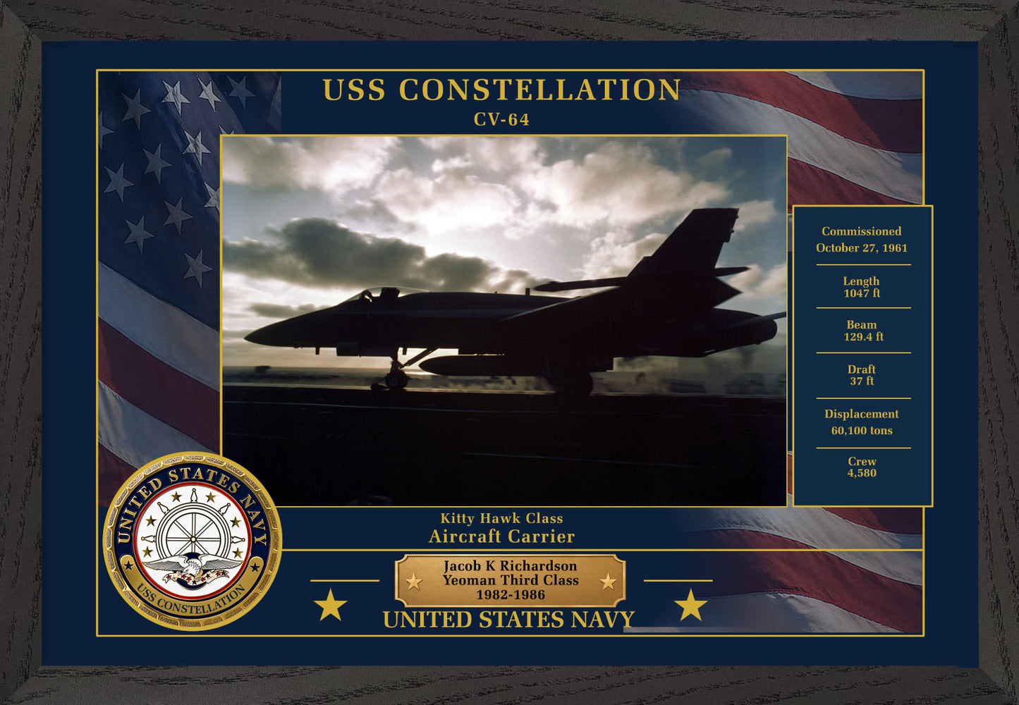 USS Constellation CV-64 Framed Patriotic Photo