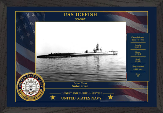 USS Icefish SS-367 Framed Patriotic Photo