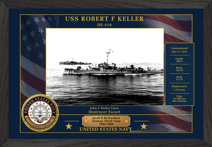 USS Robert F Keller DE-419 Framed Patriotic Photo