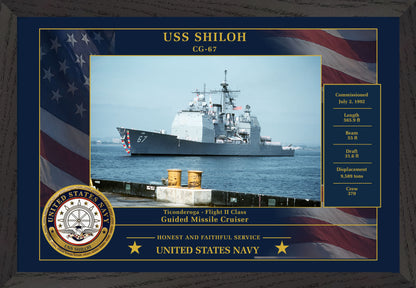 USS Shiloh CG-67 Framed Patriotic Photo