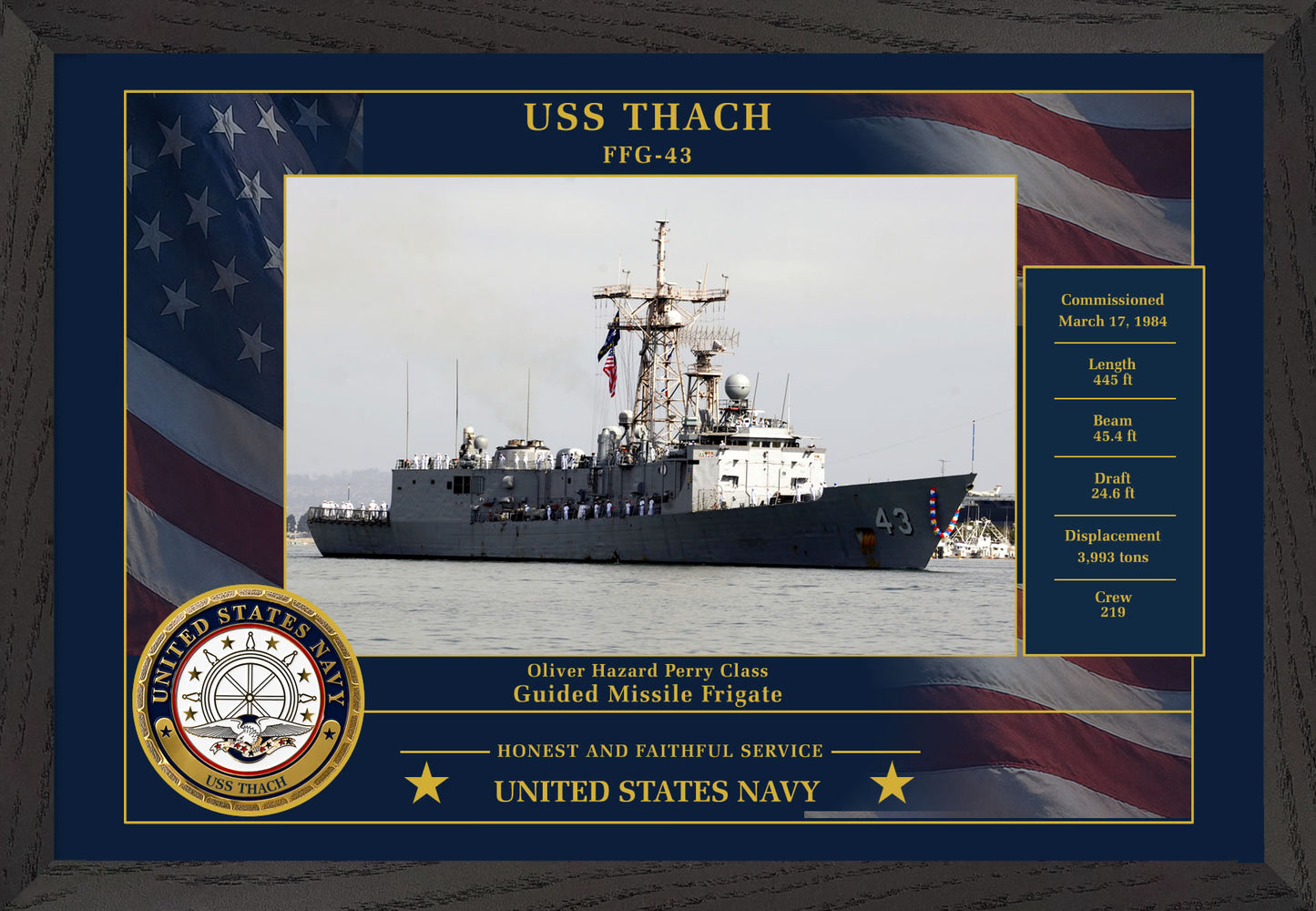 USS Thach FFG-43 Framed Patriotic Photo