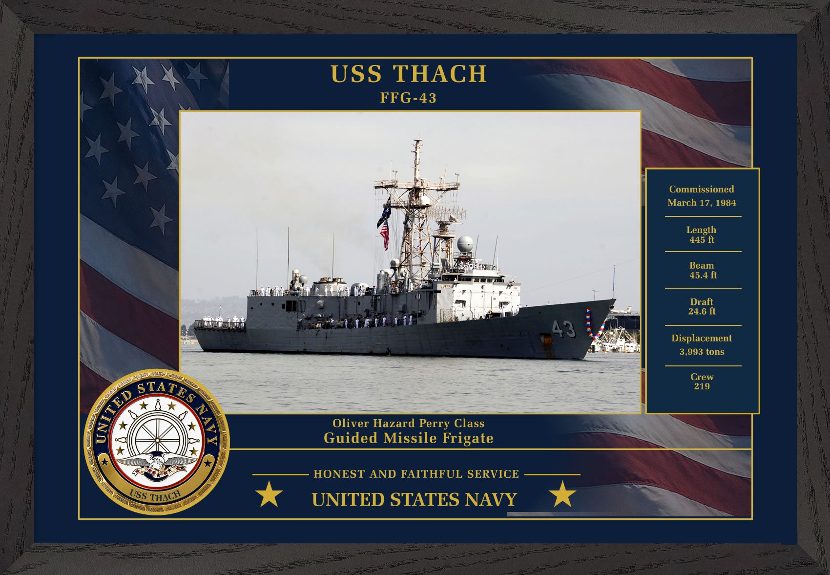 USS Thach FFG-43 Framed Patriotic Photo