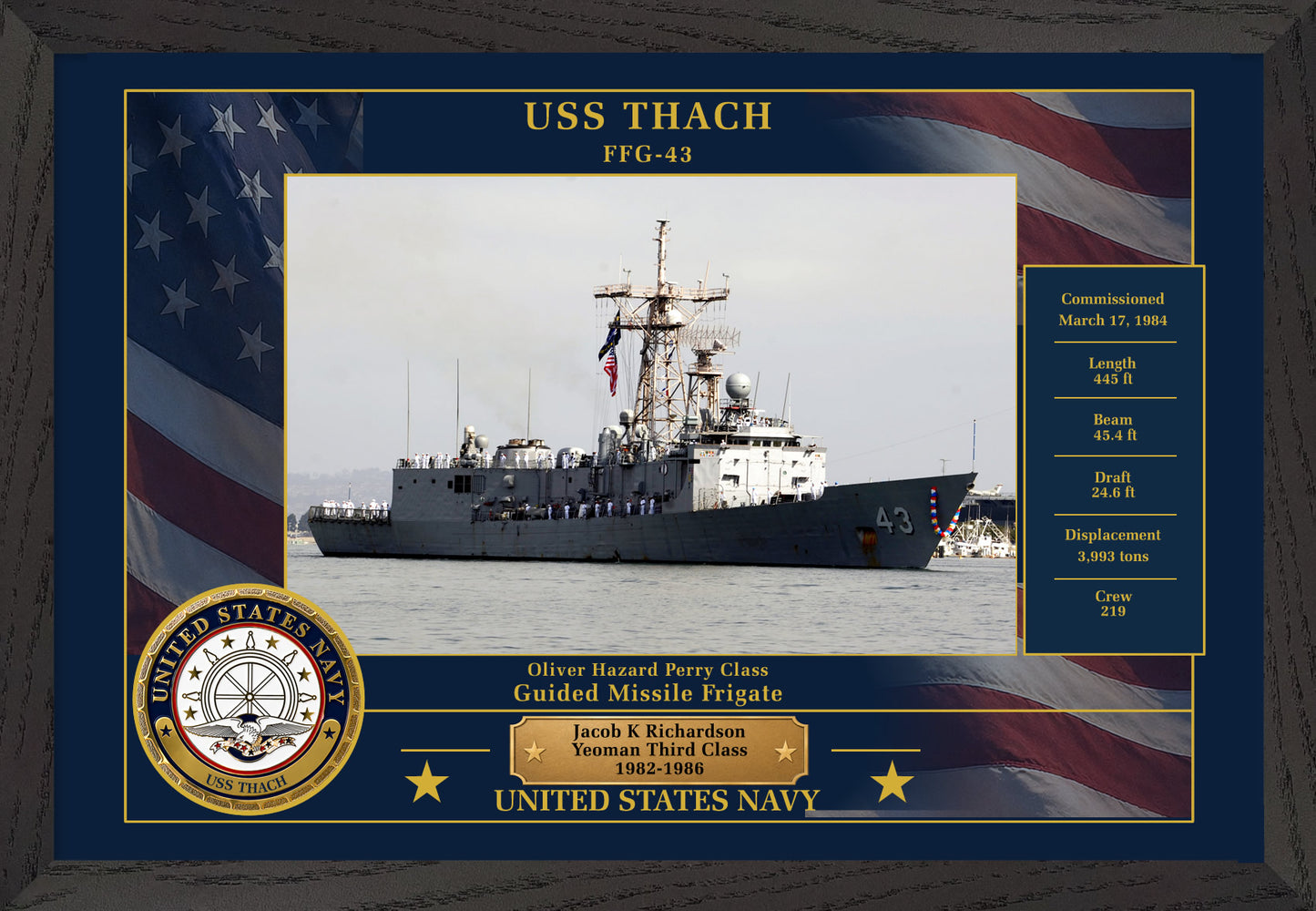 USS Thach FFG-43 Framed Patriotic Photo