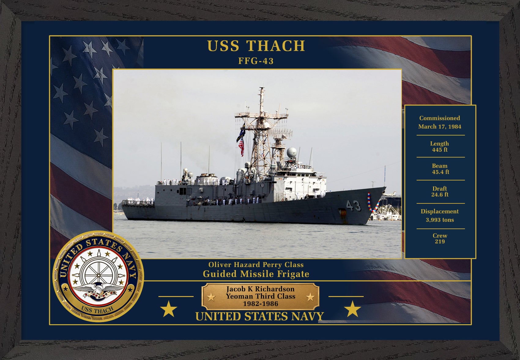 USS Thach FFG-43 Framed Patriotic Photo