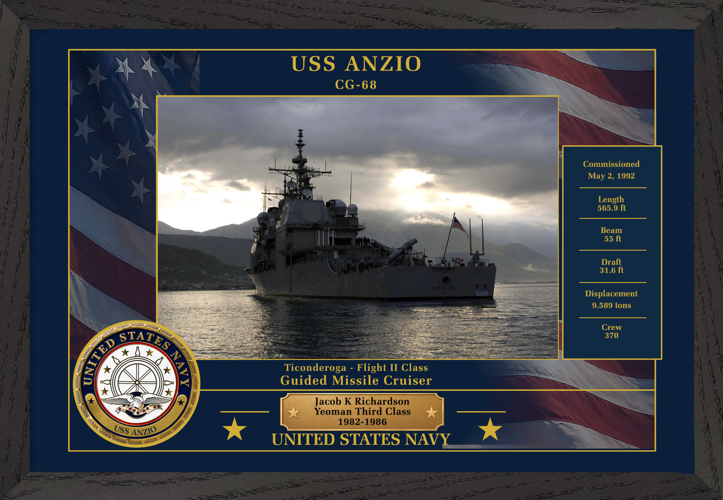 USS Anzio CG-68 Framed Patriotic Photo