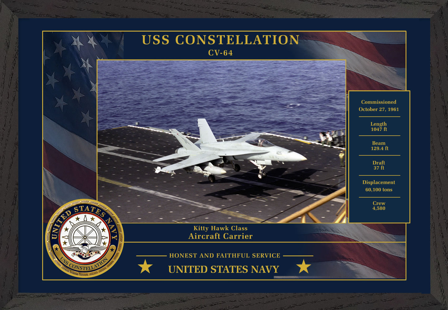 USS Constellation CV-64 Framed Patriotic Photo