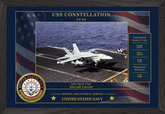 USS Constellation CV-64 Framed Patriotic Photo