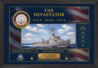 USS Devastator AM-318 Framed Patriotic Art