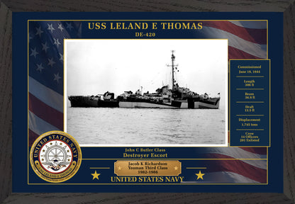 USS Leland E Thomas DE-420 Framed Patriotic Photo
