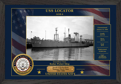 USS Locator AGR-6 Framed Patriotic Photo