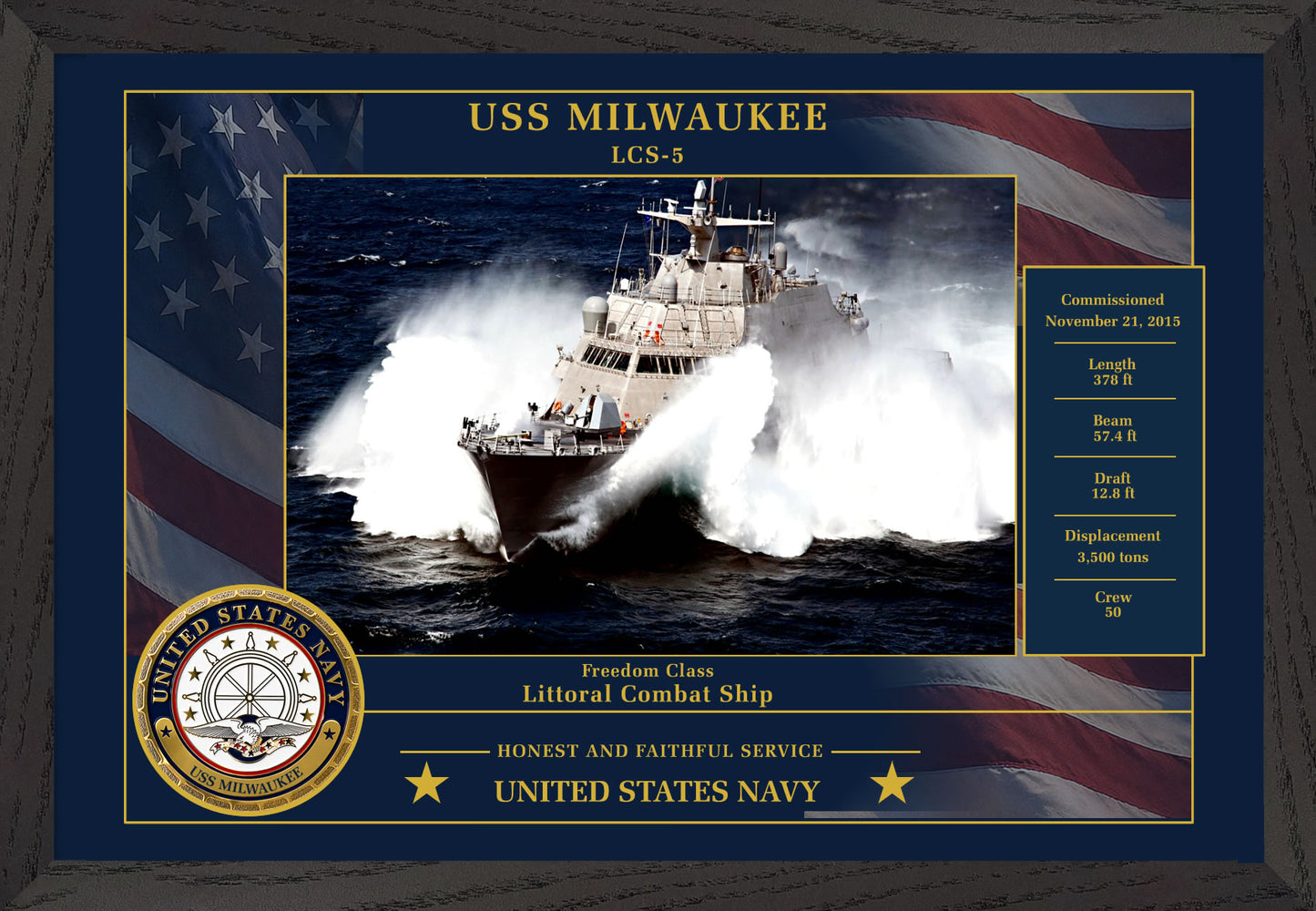 USS Milwaukee LCS-5 Framed Patriotic Photo
