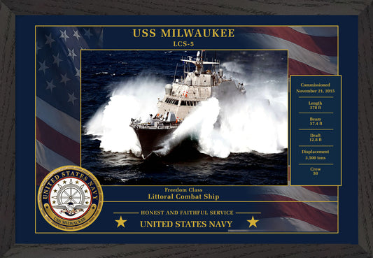 USS Milwaukee LCS-5 Framed Patriotic Photo