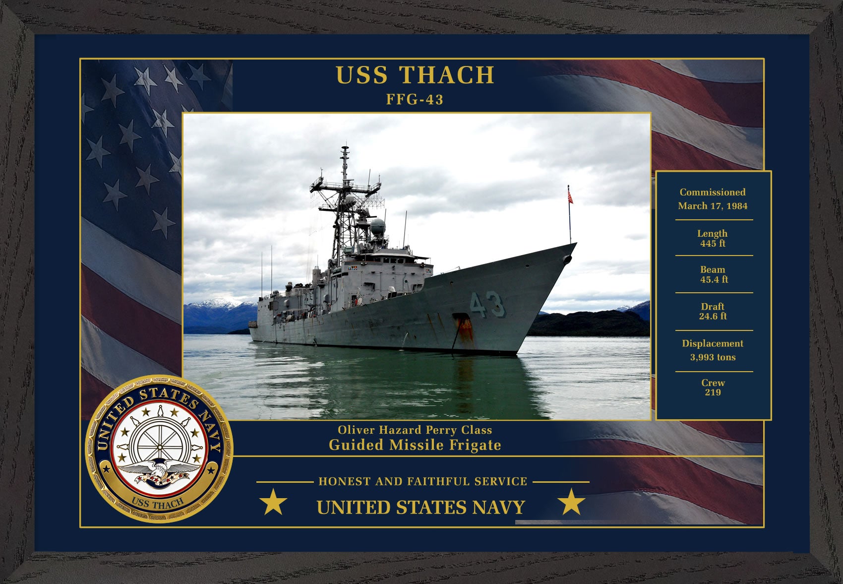 USS Thach FFG-43 Framed Patriotic Photo