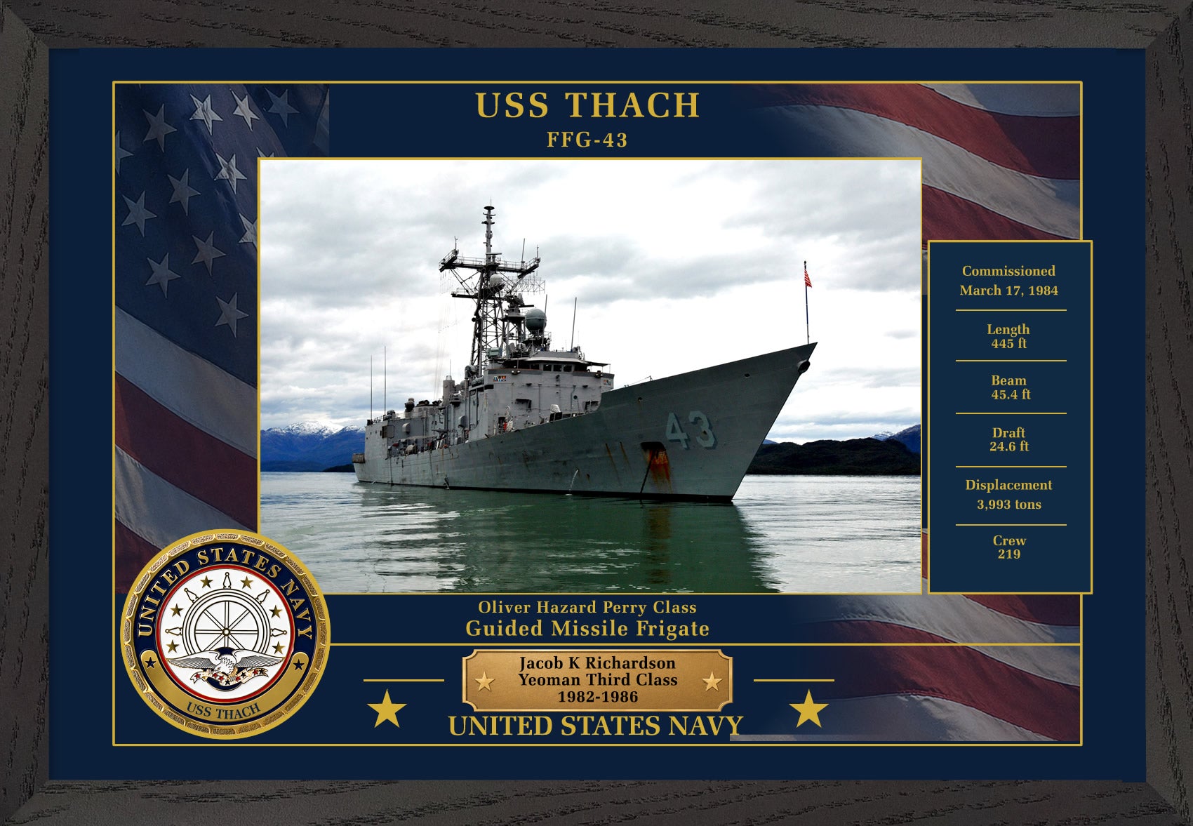 USS Thach FFG-43 Framed Patriotic Photo