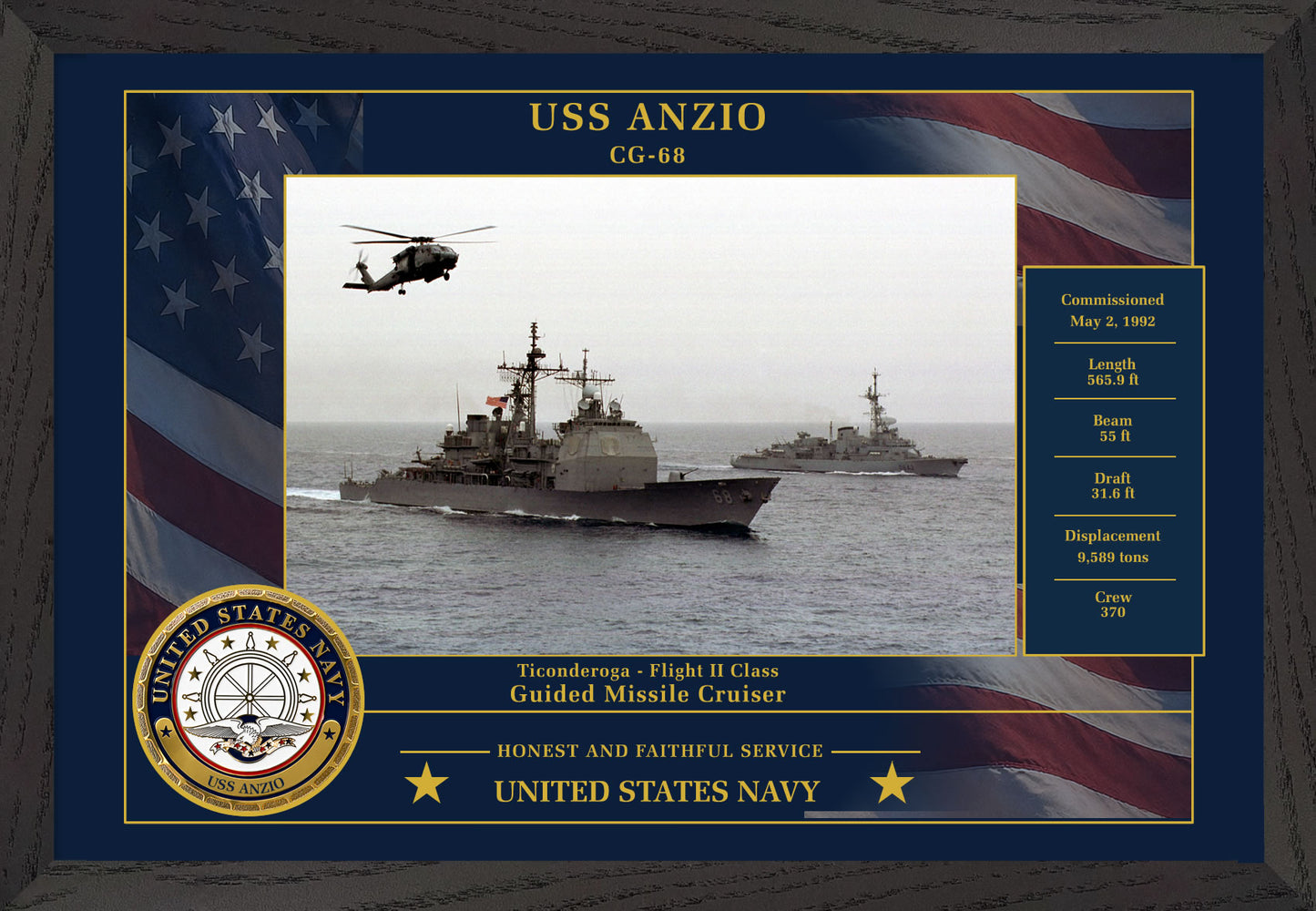 USS Anzio CG-68 Framed Patriotic Photo