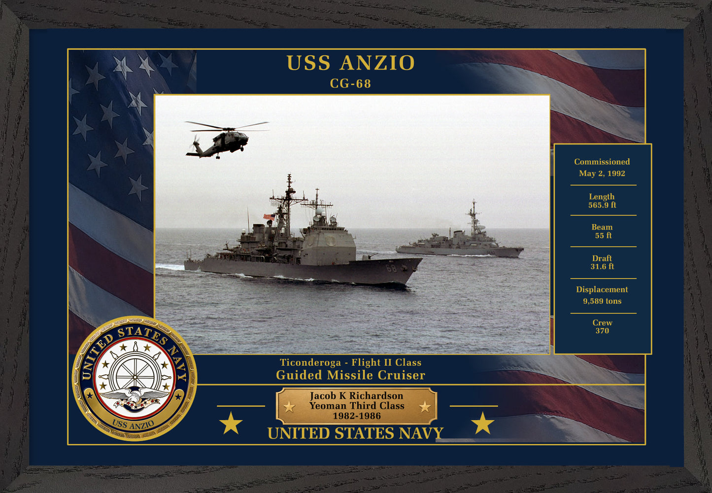 USS Anzio CG-68 Framed Patriotic Photo