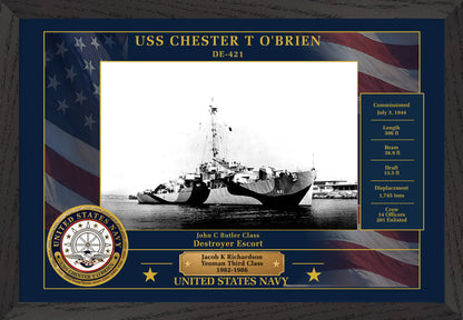 USS Chester T Obrien DE-421 Framed Patriotic Photo