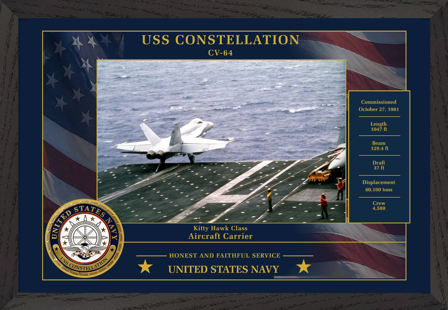 USS Constellation CV-64 Framed Patriotic Photo