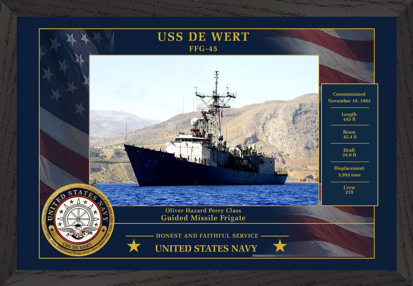 USS De Wert FFG-45 Framed Patriotic Photo