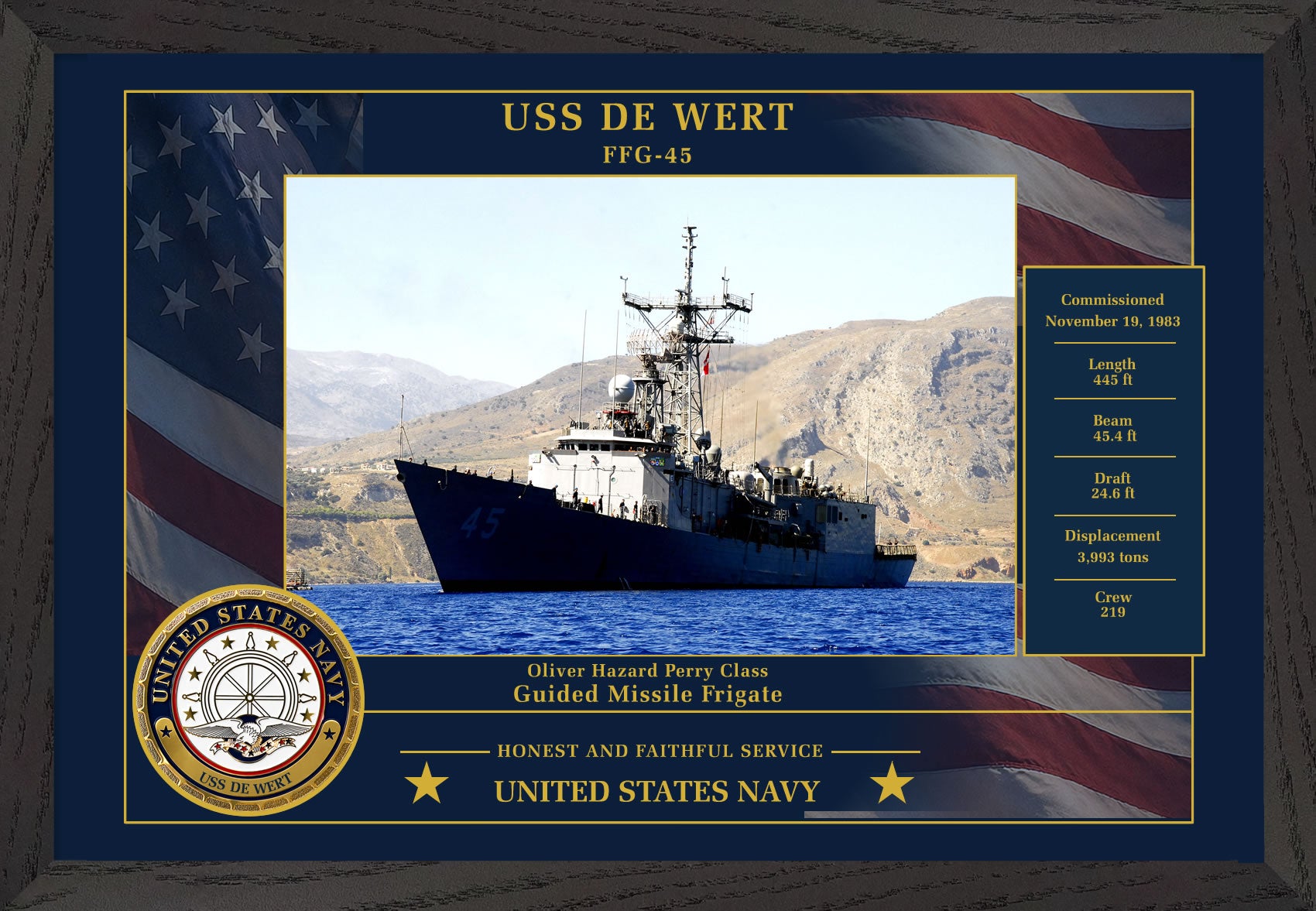 USS De Wert FFG-45 Framed Patriotic Photo