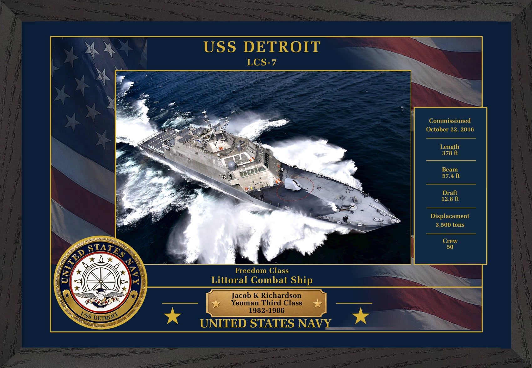 USS Detroit LCS-7 Framed Patriotic Photo