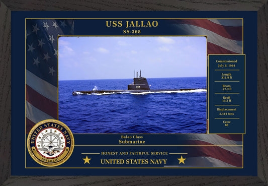 USS Jallao SS-368 Framed Patriotic Photo
