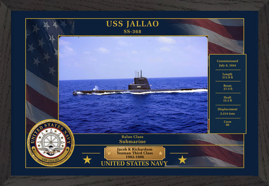 USS Jallao SS-368 Framed Patriotic Photo