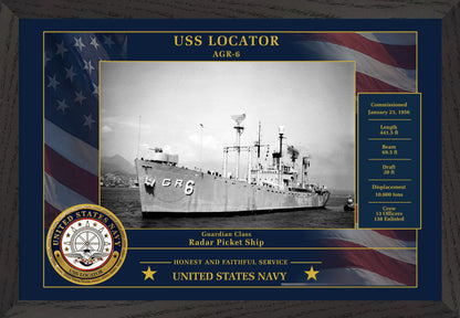 USS Locator AGR-6 Framed Patriotic Photo
