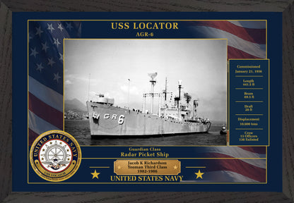 USS Locator AGR-6 Framed Patriotic Photo