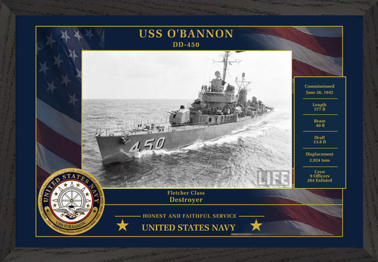 USS Obannon DD-450 Framed Patriotic Photo