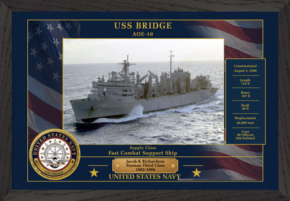 USS Bridge AOE-10 Framed Patriotic Photo