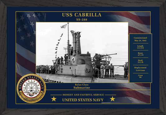 USS Cabrilla SS-288 Framed Patriotic Photo