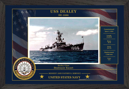 USS Dealey DE-1006 Framed Patriotic Photo