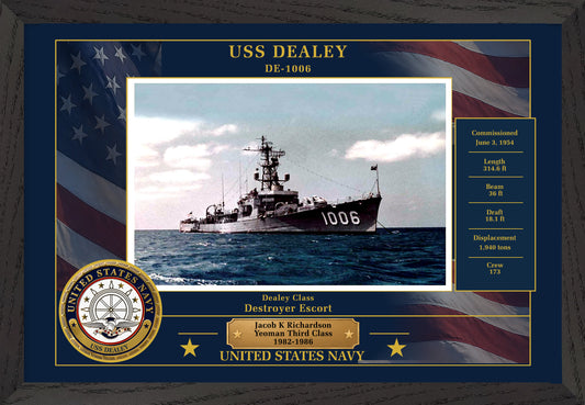 USS Dealey DE-1006 Framed Patriotic Photo
