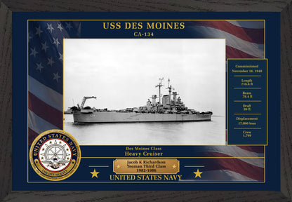 USS Des Moines CA-134 Framed Patriotic Photo